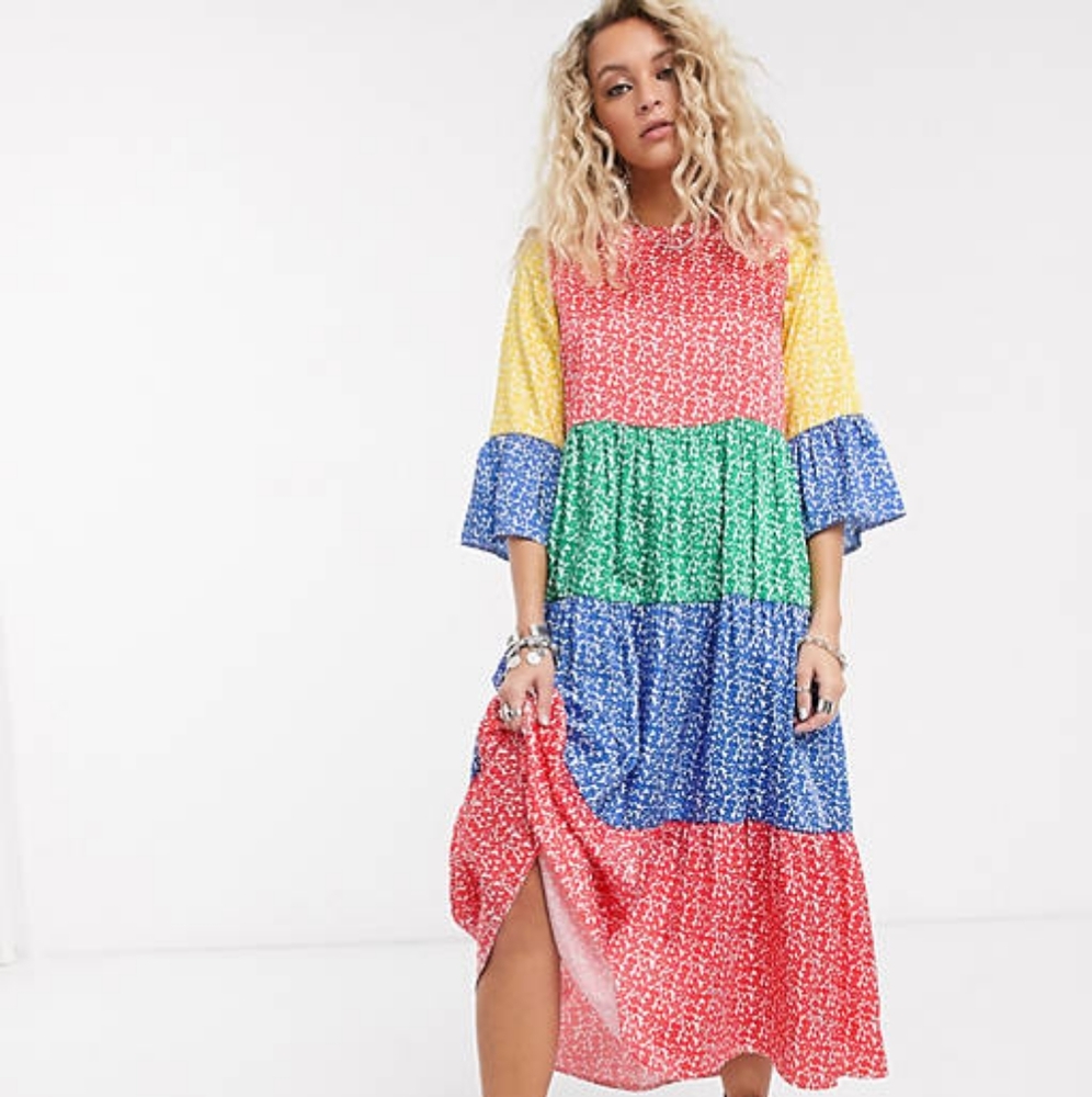 ASOS Color Block Smock Dress Size 8 UK - 4 US